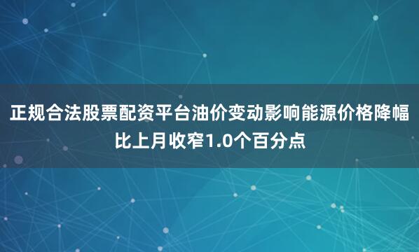 正规合法股票配资平台油价变动影响能源价格降幅比上月收窄1.0个百分点